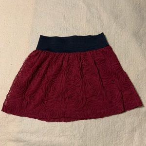 Red rose patterned skirt